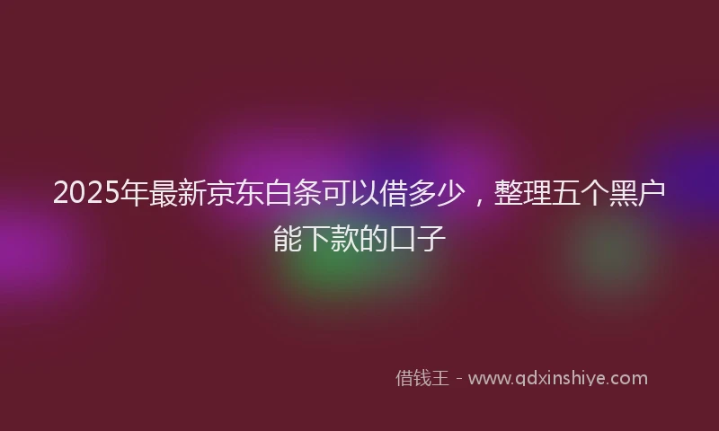 2025年最新京东白条可以借多少，整理五个黑户能下款的口子