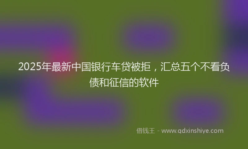 2025年最新中国银行车贷被拒，汇总五个不看负债和征信的软件