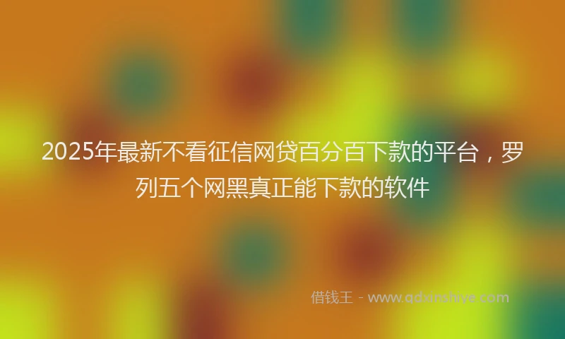 2025年最新不看征信网贷百分百下款的平台，罗列五个网黑真正能下款的软件