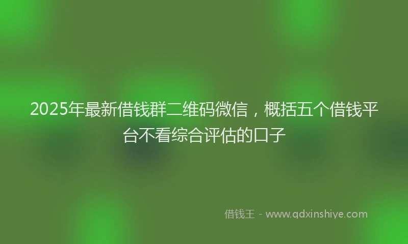2025年最新借钱群二维码微信，概括五个借钱平台不看综合评估的口子