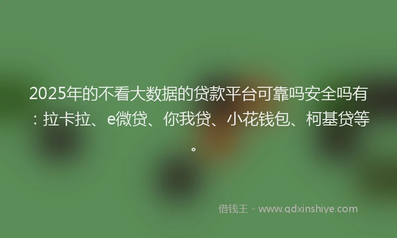 2025年的不看大数据的贷款平台可靠吗安全吗有：拉卡拉、e微贷、你我贷、小花钱包、柯基贷等。