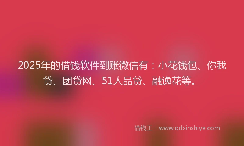 2025年的借钱软件到账微信有：小花钱包、你我贷、团贷网、51人品贷、融逸花等。