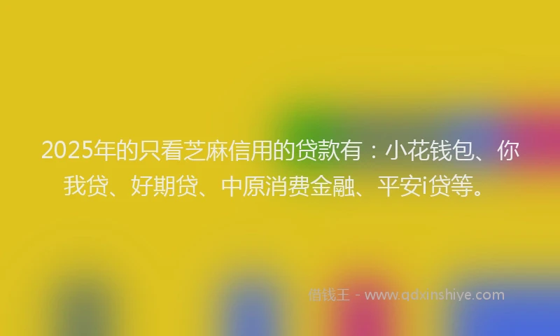 2025年的只看芝麻信用的贷款有：小花钱包、你我贷、好期贷、中原消费金融、平安i贷等。