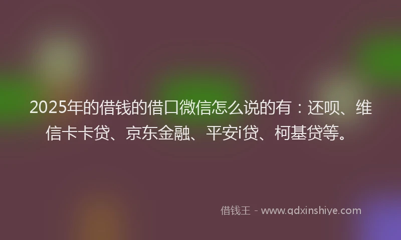 2025年的借钱的借口微信怎么说的有：还呗、维信卡卡贷、京东金融、平安i贷、柯基贷等。