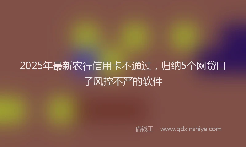 2025年最新农行信用卡不通过，归纳5个网贷口子风控不严的软件