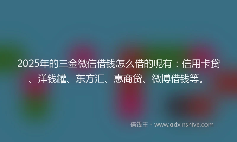 2025年的三金微信借钱怎么借的呢有：信用卡贷、洋钱罐、东方汇、惠商贷、微博借钱等。