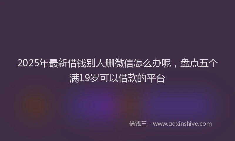 2025年最新借钱别人删微信怎么办呢，盘点五个满19岁可以借款的平台