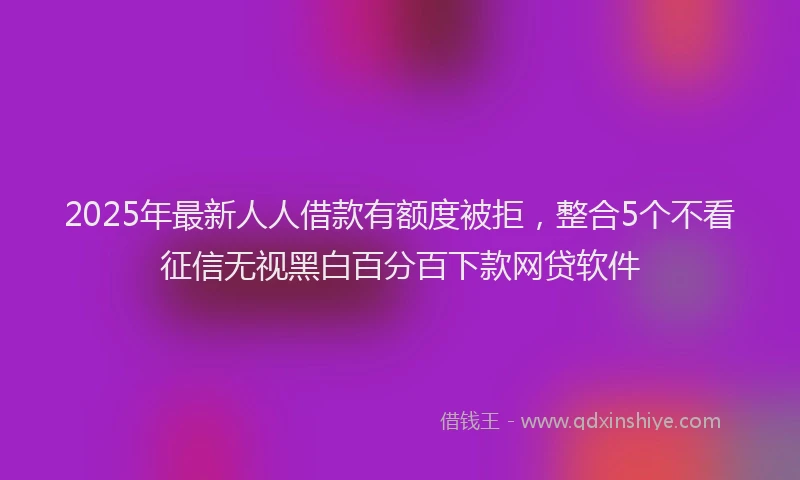 2025年最新人人借款有额度被拒，整合5个不看征信无视黑白百分百下款网贷软件