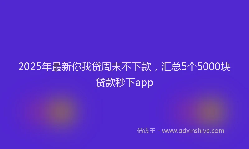 2025年最新你我贷周末不下款，汇总5个5000块贷款秒下app