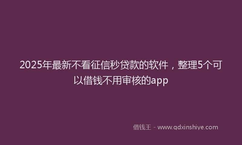 2025年最新不看征信秒贷款的软件，整理5个可以借钱不用审核的app
