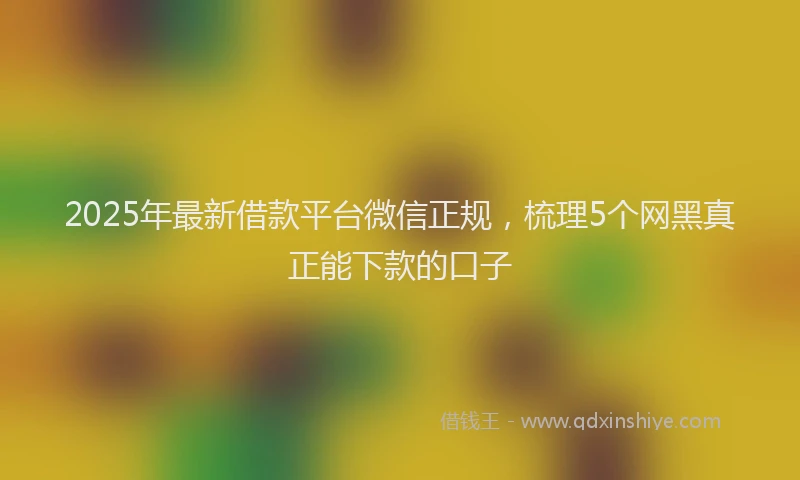 2025年最新借款平台微信正规，梳理5个网黑真正能下款的口子