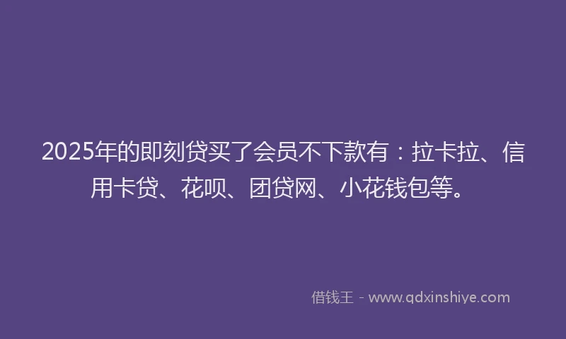 2025年的即刻贷买了会员不下款有：拉卡拉、信用卡贷、花呗、团贷网、小花钱包等。
