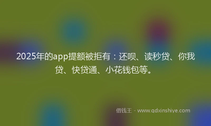 2025年的app提额被拒有：还呗、读秒贷、你我贷、快贷通、小花钱包等。