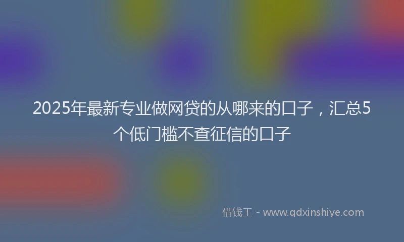 2025年最新专业做网贷的从哪来的口子，汇总5个低门槛不查征信的口子