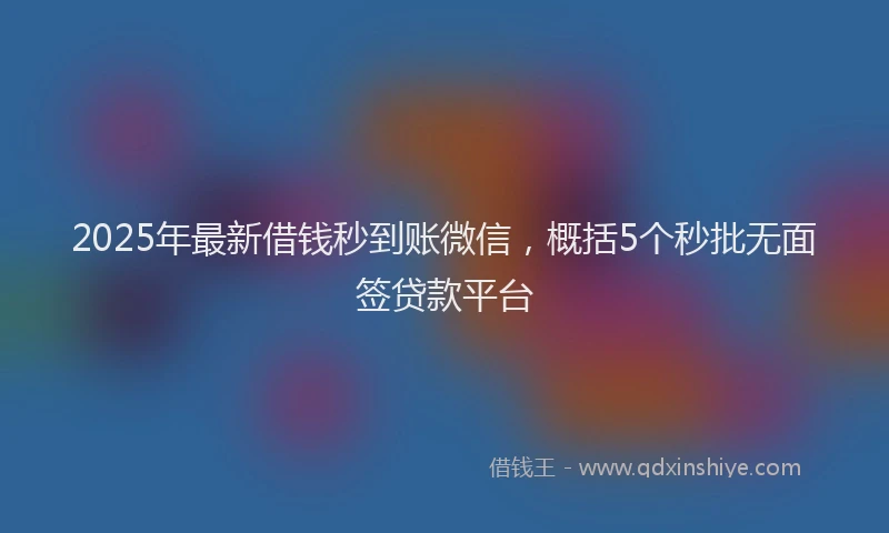 2025年最新借钱秒到账微信，概括5个秒批无面签贷款平台