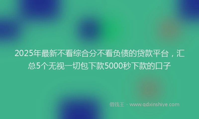 2025年最新不看综合分不看负债的贷款平台，汇总5个无视一切包下款5000秒下款的口子