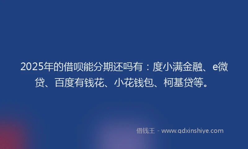 2025年的借呗能分期还吗有：度小满金融、e微贷、百度有钱花、小花钱包、柯基贷等。