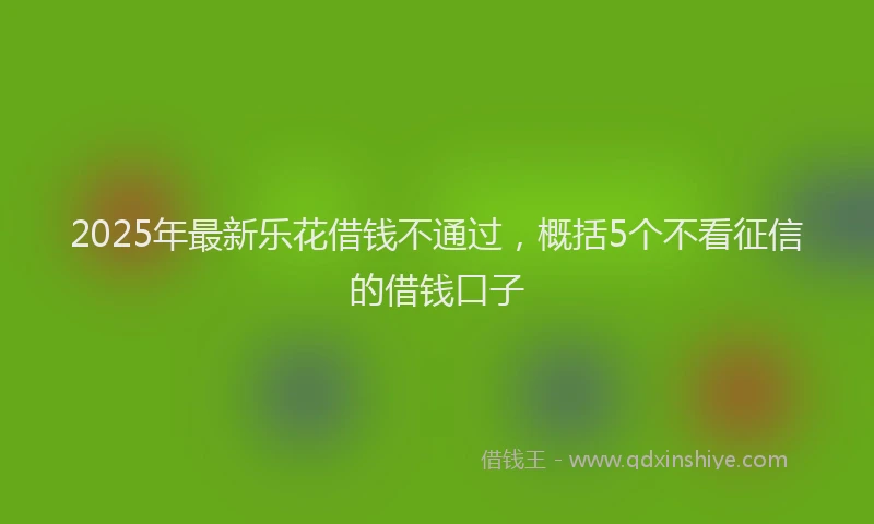 2025年最新乐花借钱不通过，概括5个不看征信的借钱口子