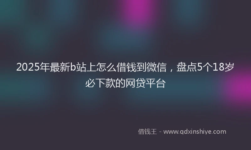 2025年最新b站上怎么借钱到微信，盘点5个18岁必下款的网贷平台