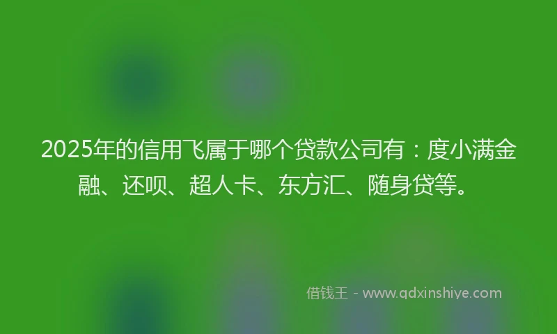 2025年的信用飞属于哪个贷款公司有：度小满金融、还呗、超人卡、东方汇、随身贷等。