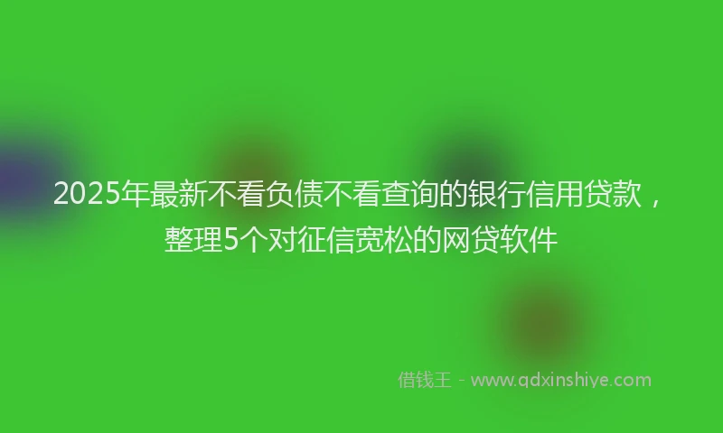 2025年最新不看负债不看查询的银行信用贷款，整理5个对征信宽松的网贷软件