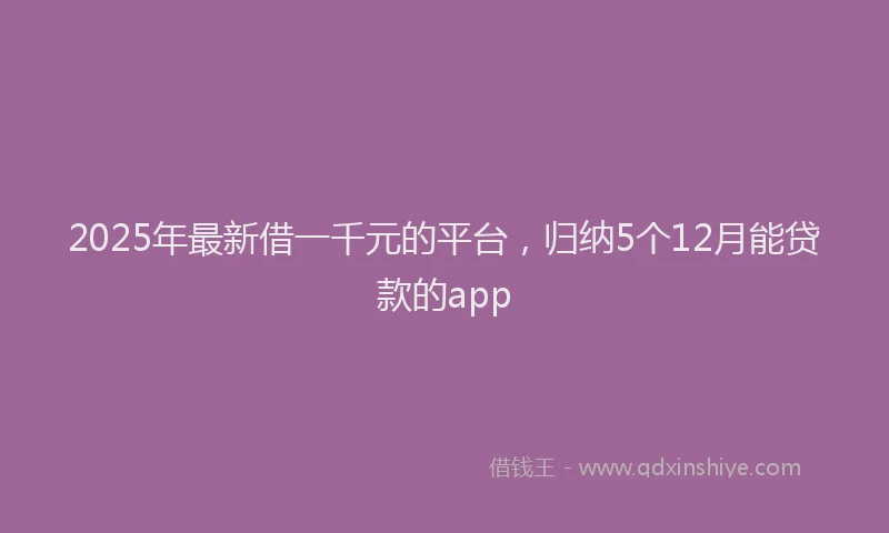 2025年最新借一千元的平台，归纳5个12月能贷款的app
