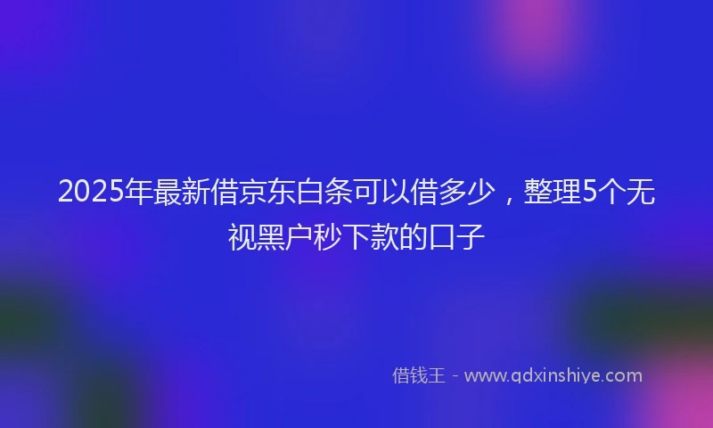 2025年最新借京东白条可以借多少，整理5个无视黑户秒下款的口子