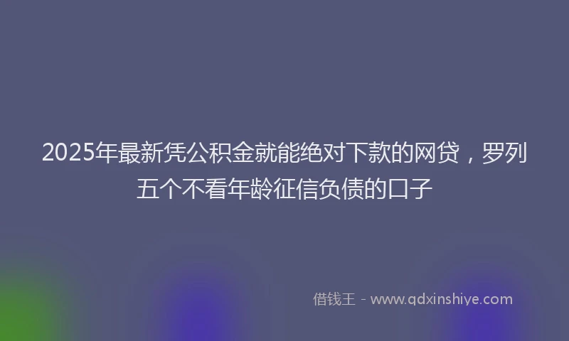 2025年最新凭公积金就能绝对下款的网贷，罗列五个不看年龄征信负债的口子