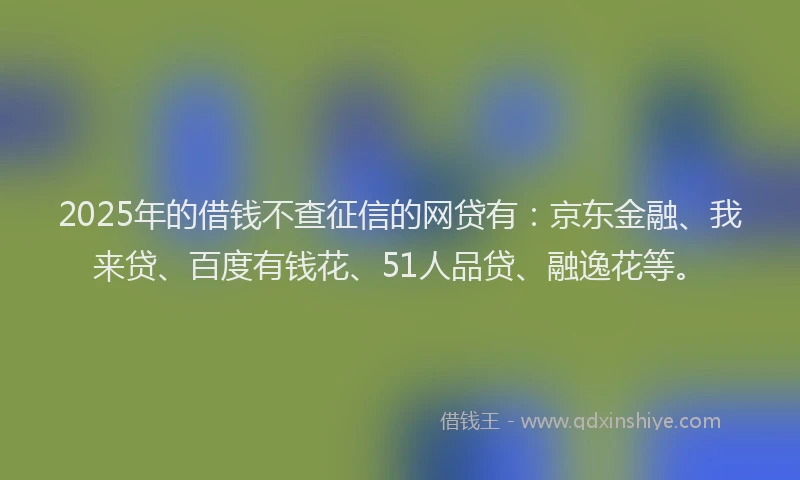 2025年的借钱不查征信的网贷有：京东金融、我来贷、百度有钱花、51人品贷、融逸花等。
