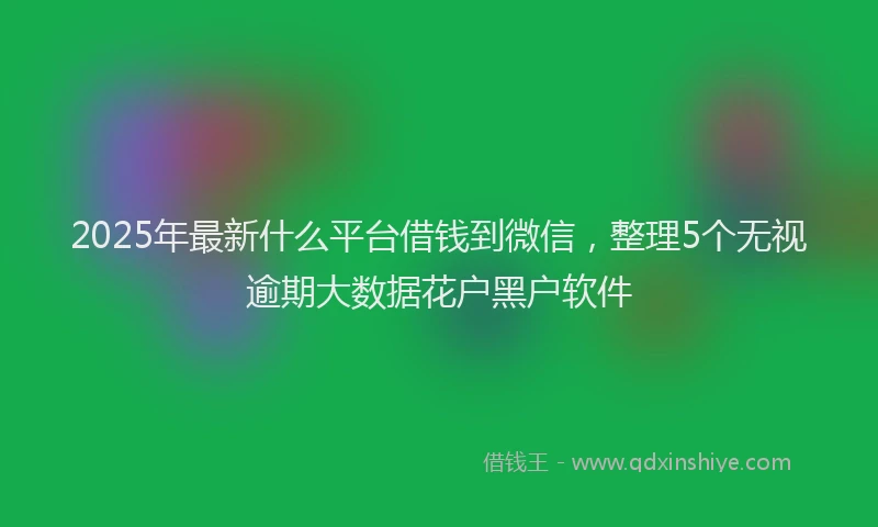2025年最新什么平台借钱到微信，整理5个无视逾期大数据花户黑户软件
