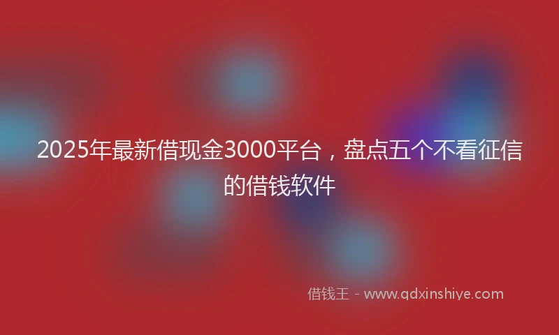 2025年最新借现金3000平台，盘点五个不看征信的借钱软件