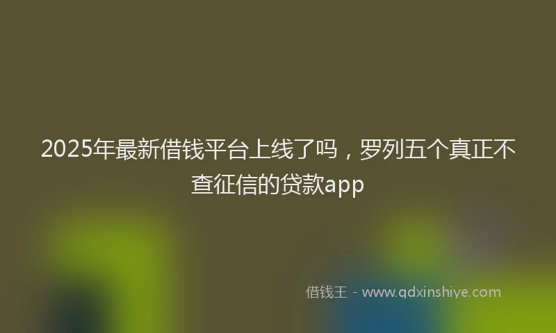 2025年最新借钱平台上线了吗，罗列五个真正不查征信的贷款app