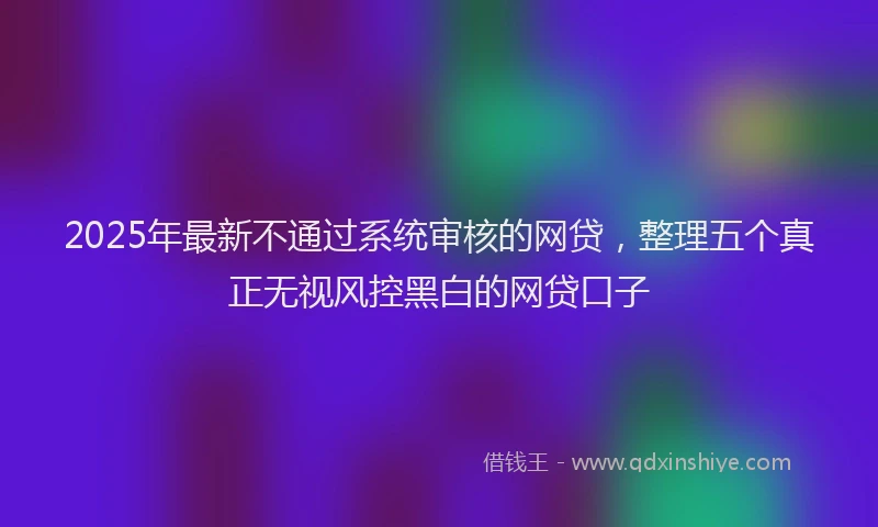 2025年最新不通过系统审核的网贷，整理五个真正无视风控黑白的网贷口子