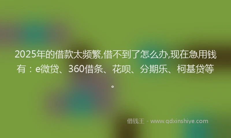2025年的借款太频繁,借不到了怎么办,现在急用钱有：e微贷、360借条、花呗、分期乐、柯基贷等。