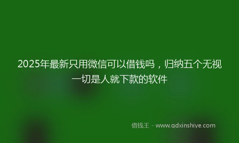 2025年最新只用微信可以借钱吗，归纳五个无视一切是人就下款的软件