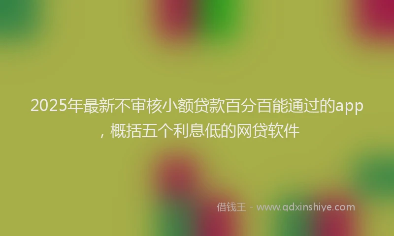 2025年最新不审核小额贷款百分百能通过的app，概括五个利息低的网贷软件