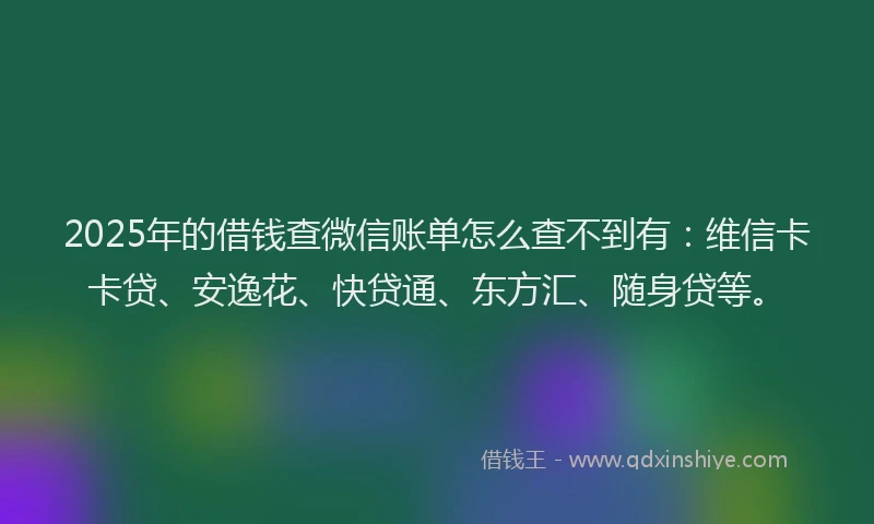 2025年的借钱查微信账单怎么查不到有：维信卡卡贷、安逸花、快贷通、东方汇、随身贷等。