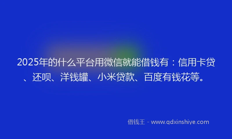 2025年的什么平台用微信就能借钱有：信用卡贷、还呗、洋钱罐、小米贷款、百度有钱花等。