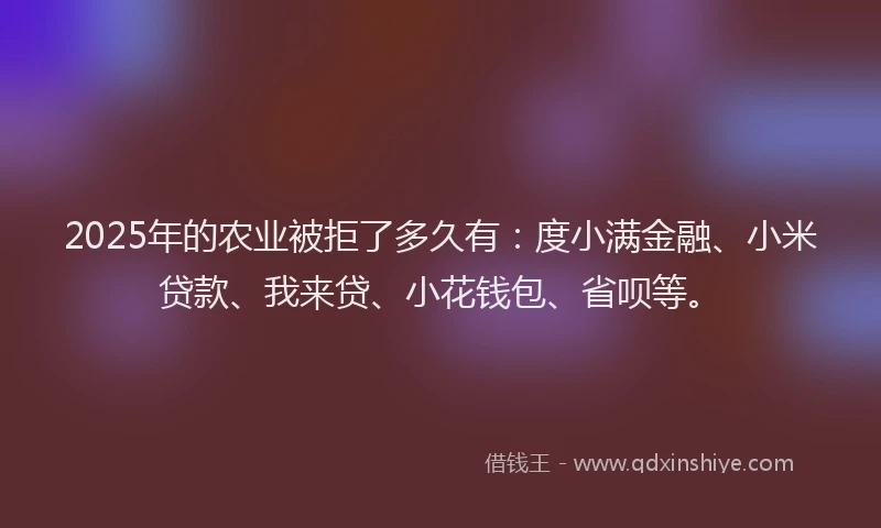 2025年的农业被拒了多久有：度小满金融、小米贷款、我来贷、小花钱包、省呗等。