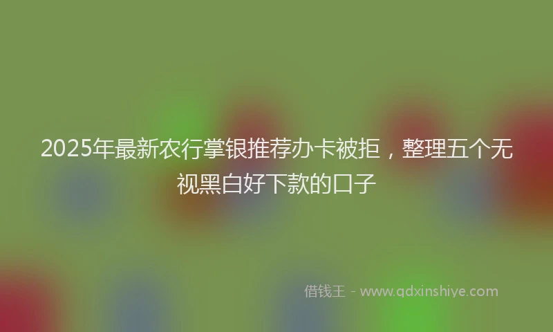 2025年最新农行掌银推荐办卡被拒，整理五个无视黑白好下款的口子