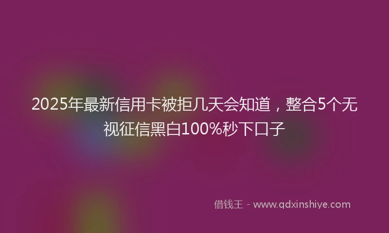 2025年最新信用卡被拒几天会知道，整合5个无视征信黑白100%秒下口子