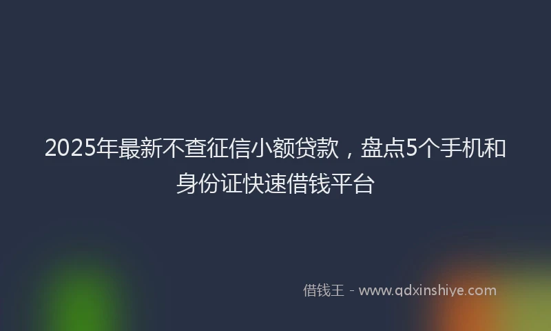 2025年最新不查征信小额贷款，盘点5个手机和身份证快速借钱平台