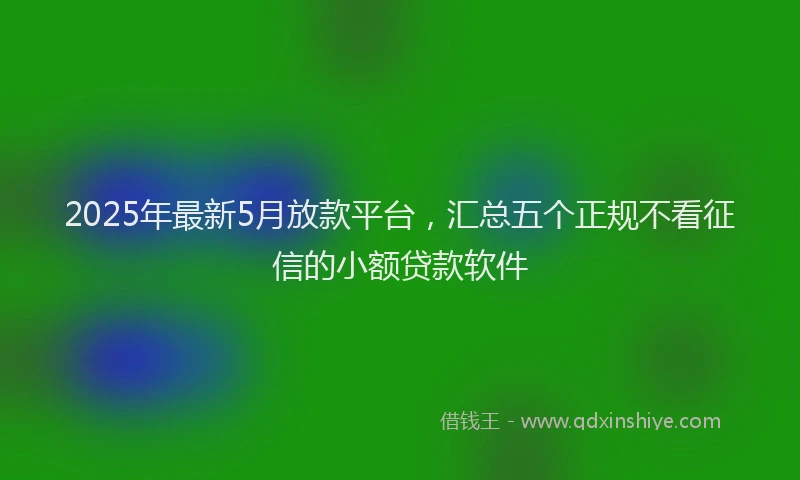 2025年最新5月放款平台，汇总五个正规不看征信的小额贷款软件