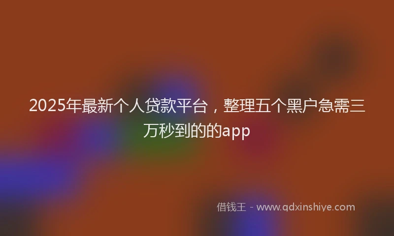 2025年最新个人贷款平台，整理五个黑户急需三万秒到的的app