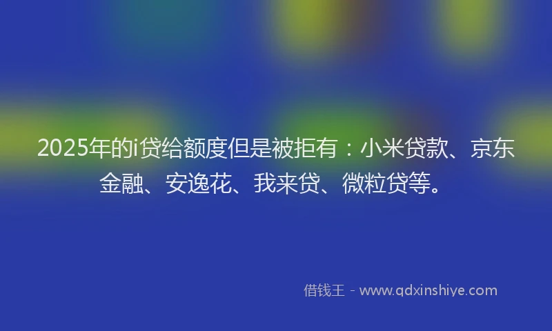 2025年的i贷给额度但是被拒有：小米贷款、京东金融、安逸花、我来贷、微粒贷等。