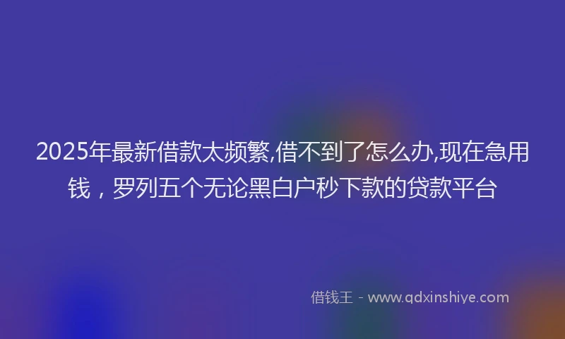 2025年最新借款太频繁,借不到了怎么办,现在急用钱，罗列五个无论黑白户秒下款的贷款平台