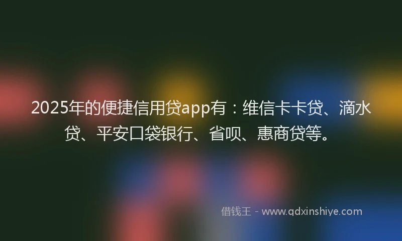2025年的便捷信用贷app有：维信卡卡贷、滴水贷、平安口袋银行、省呗、惠商贷等。
