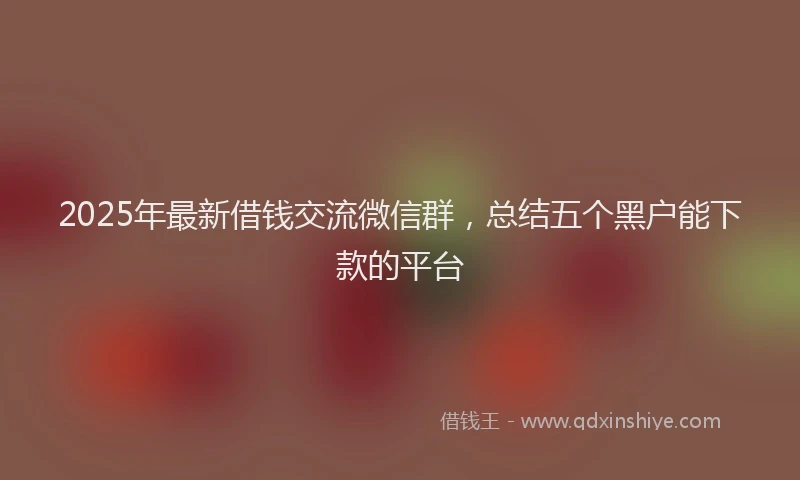 2025年最新借钱交流微信群，总结五个黑户能下款的平台