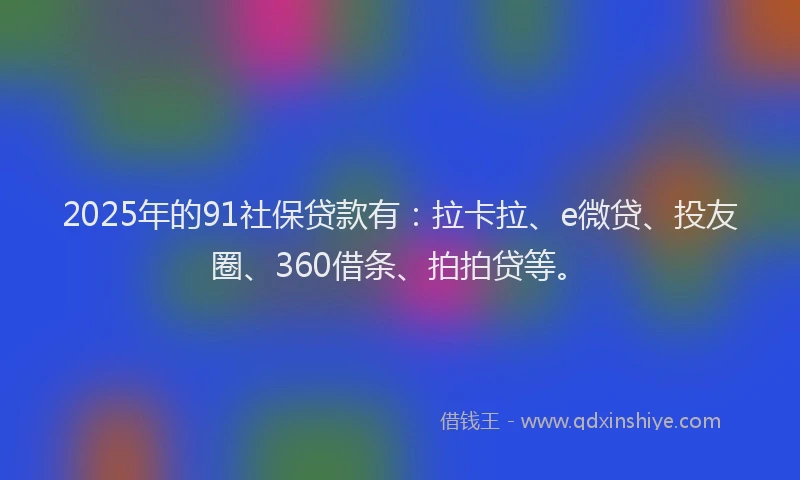 2025年的91社保贷款有：拉卡拉、e微贷、投友圈、360借条、拍拍贷等。