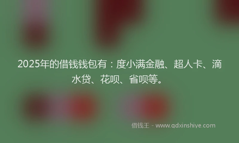 2025年的借钱钱包有：度小满金融、超人卡、滴水贷、花呗、省呗等。